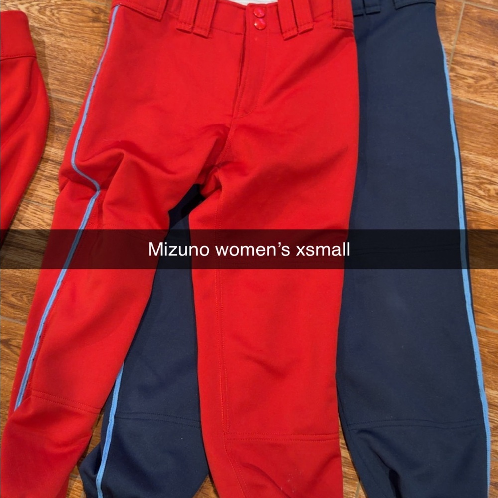 Mizuno Women's Red and Dark Blue Athletic Pants